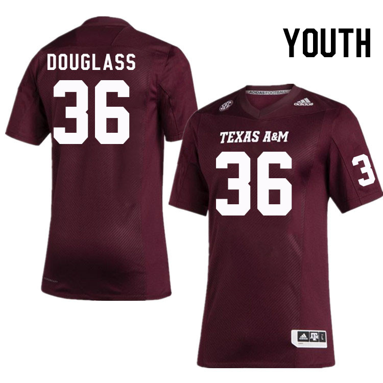 Youth #36 Brady Douglass Texas A&M Aggies College Football Jerseys Stitched Sale-Maroon
